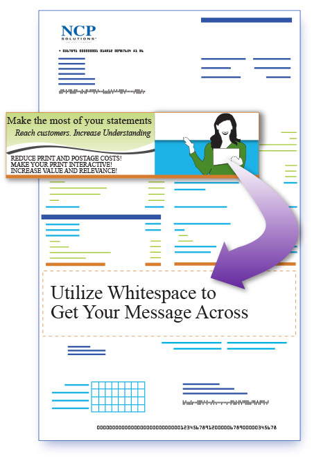 Utilize billing statement whitespace to deliver personalized one-to-one messages